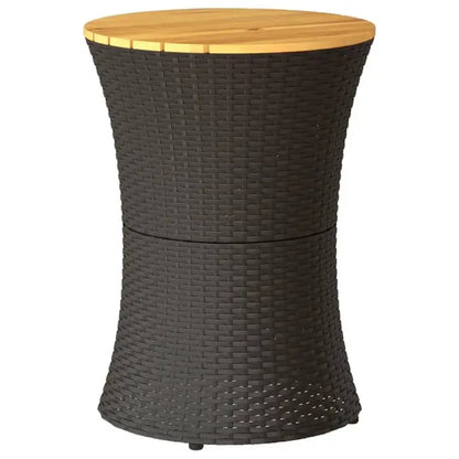 Table basse en bois et noir 50 cm rotin polypropylène acier