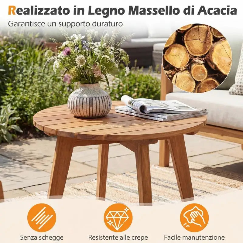 Table basse en bois massif acacia 35x35x43 cm naturelle