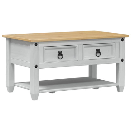 Table basse ronde en bois et blanche avec tiroir 85 x 50 x 45 cm pin massif