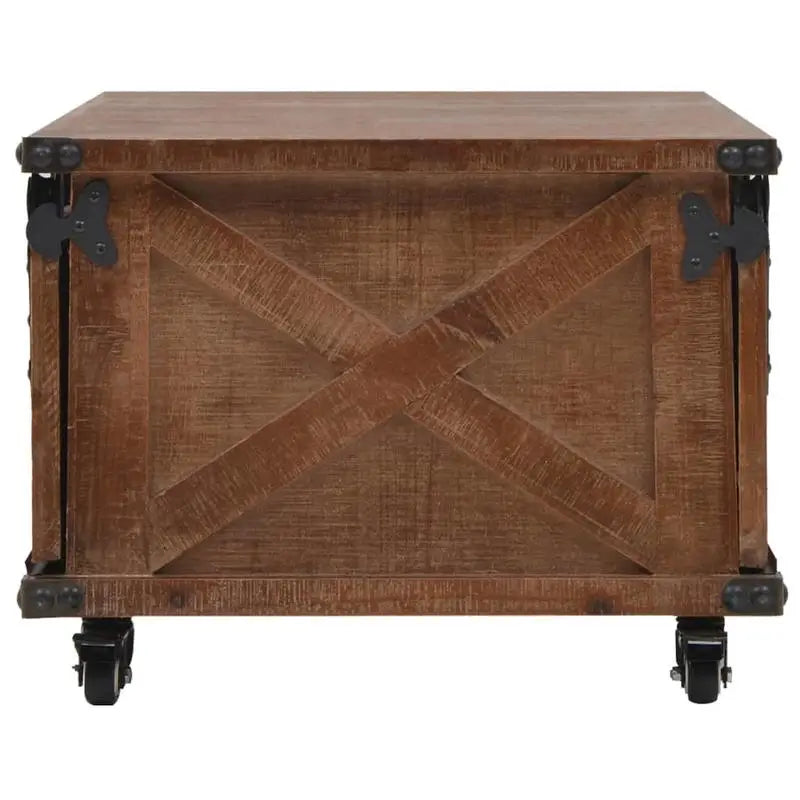 Table basse en bois massif 91 x 51 x 38 cm brune