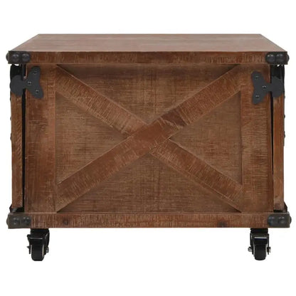 Table basse en bois massif 91 x 51 x 38 cm brune