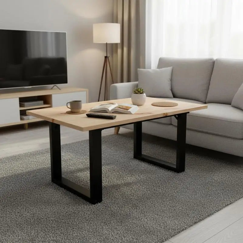 Table basse en bois massif pin 80 x 50 x 40 cm brune