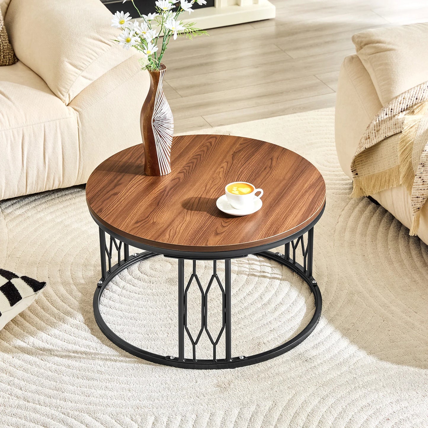 Table basse en bois et noir 85x55x31 cm