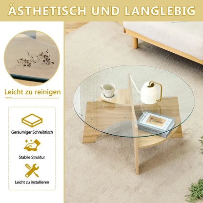 Table basse ronde en verre transparent Ø 80 cm