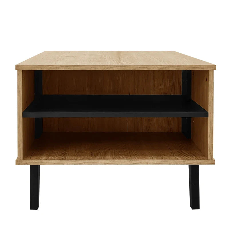 Table basse en bois et noir 100 x 60 x 45 cm avec tiroirs MDF