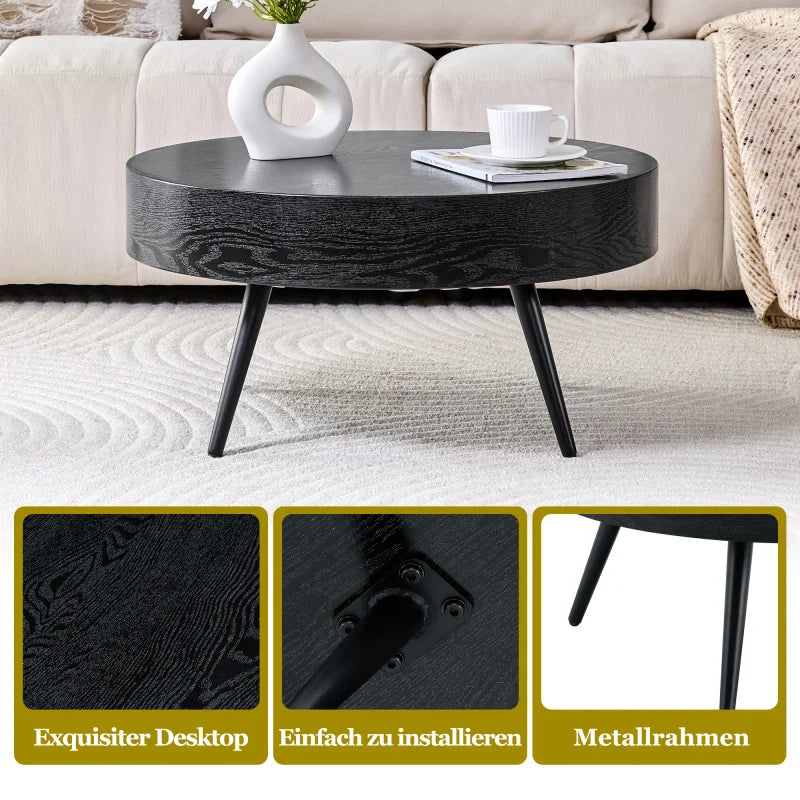 Table basse ronde en bois 70 cm noir