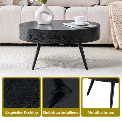 Table basse ronde en bois 70 cm noir