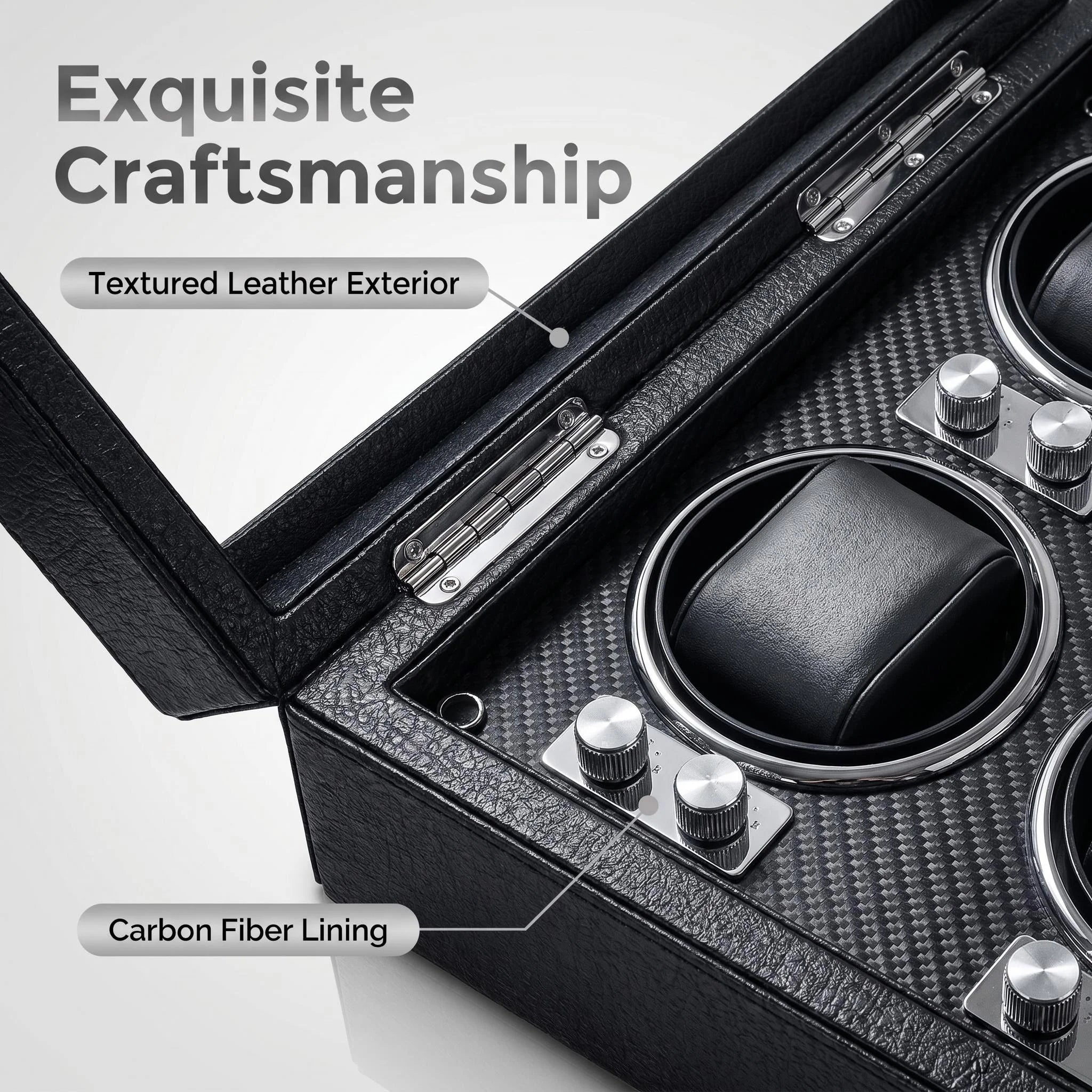 Premium PU Leather Watch Winder with Key Lock & Transparent Glass Door, Automatic Watch Storage Box for Mechanical Watches