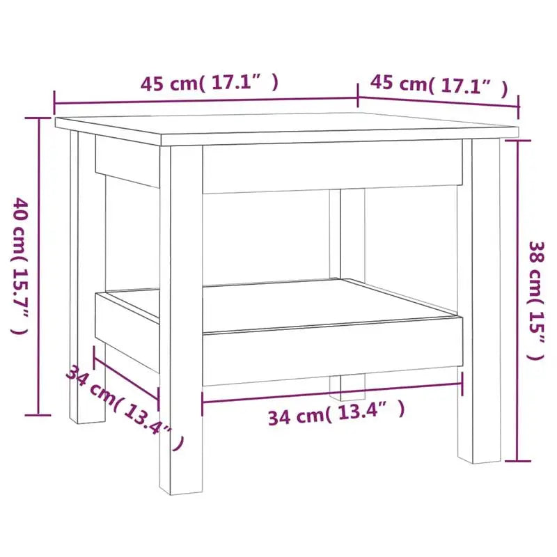 Table basse bois clair en pin massif 45 x 45 x 40 cm
