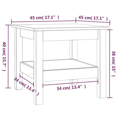 Table basse bois clair en pin massif 45 x 45 x 40 cm