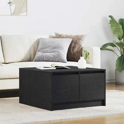 Table basse en bois et noir avec tiroirs 70,5x70x40 cm