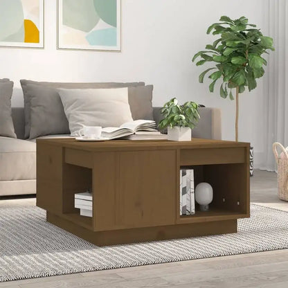 Table basse en bois massif pin 110 x 50 x 33,5 cm brune