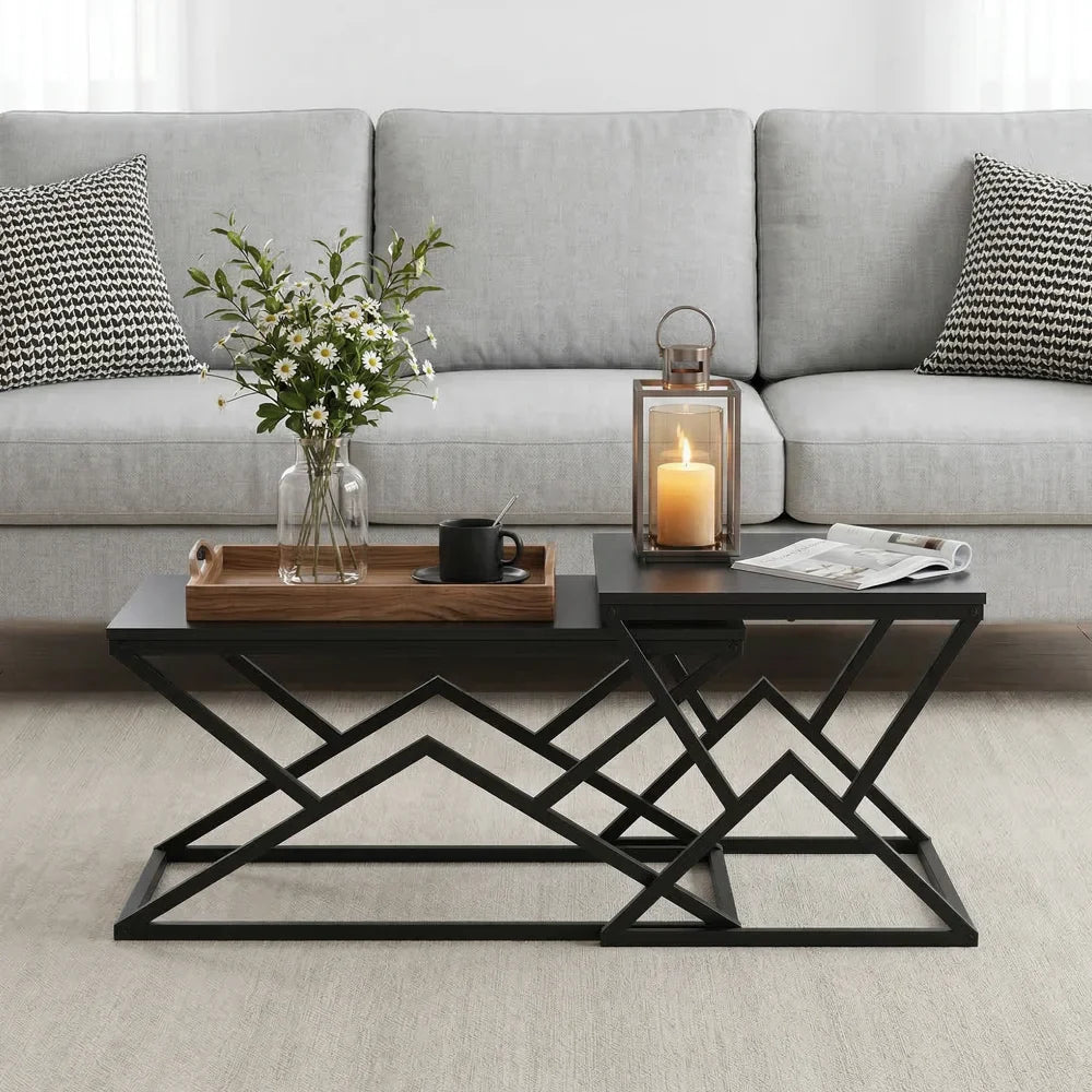 Table basse en bois et noir 80x50x40 cm