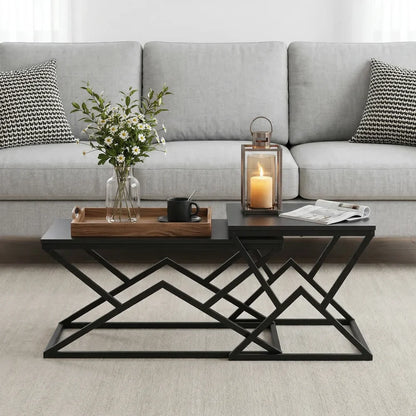Table basse en bois et noir 80x50x40 cm