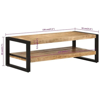 Table basse en bois massif pin 120 x 55 x 40 cm brune