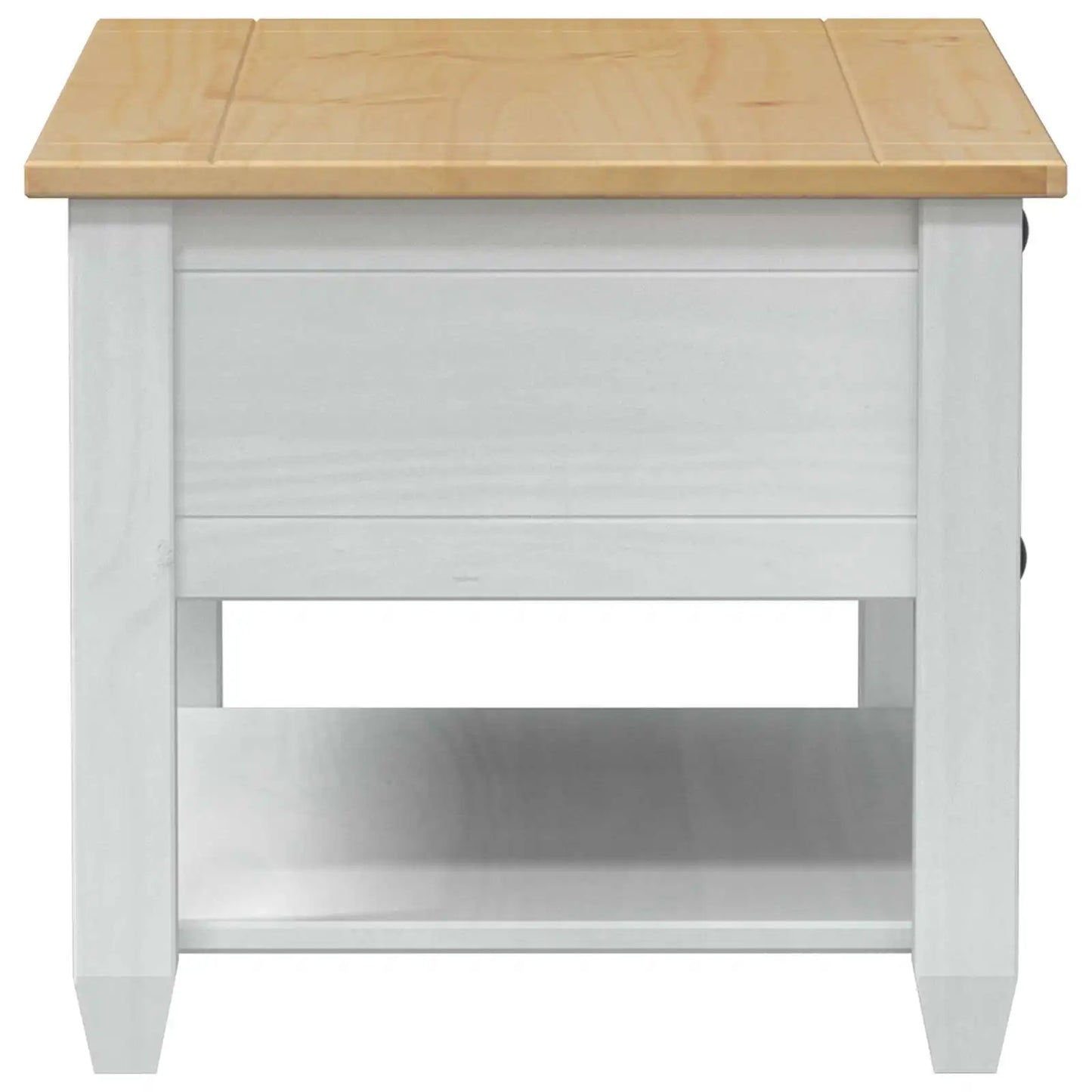 Table basse ronde en bois et blanche avec tiroir 85 x 50 x 45 cm pin massif