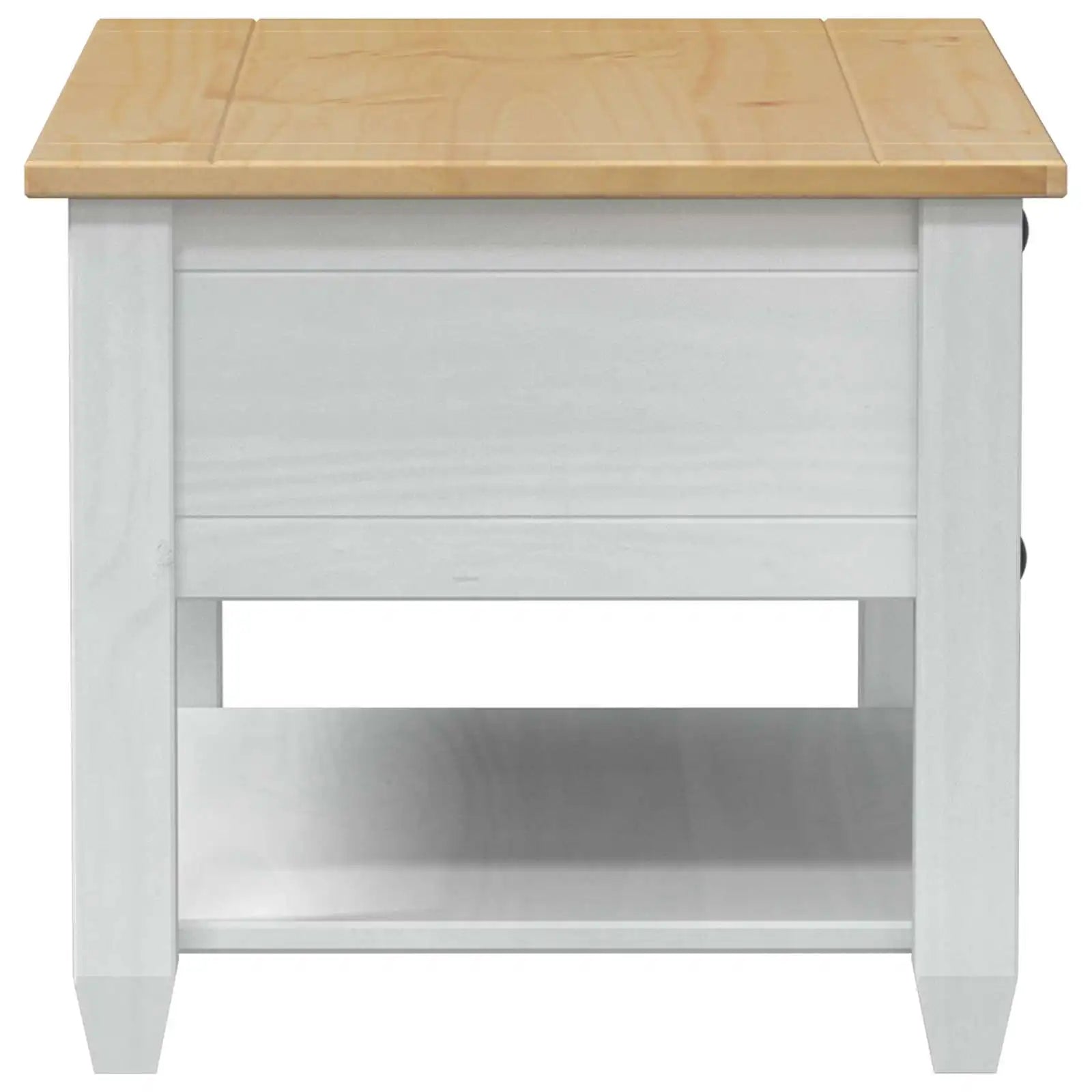 Table basse ronde en bois et blanche avec tiroir 85 x 50 x 45 cm pin massif