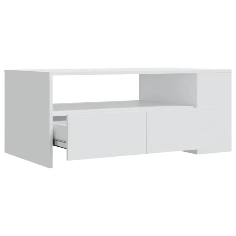 Table basse blanche et en bois d'ingénierie 102x55x42 cm