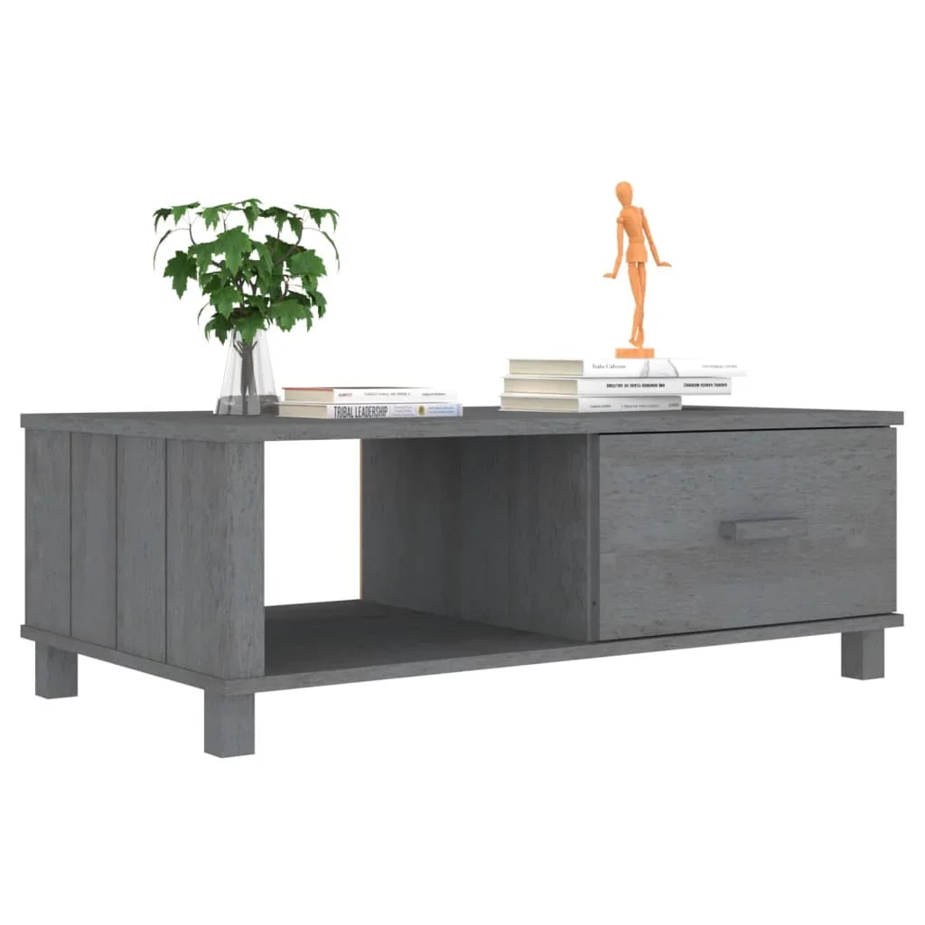 Table basse en bois massif pin 100 x 55 x 35 cm gris