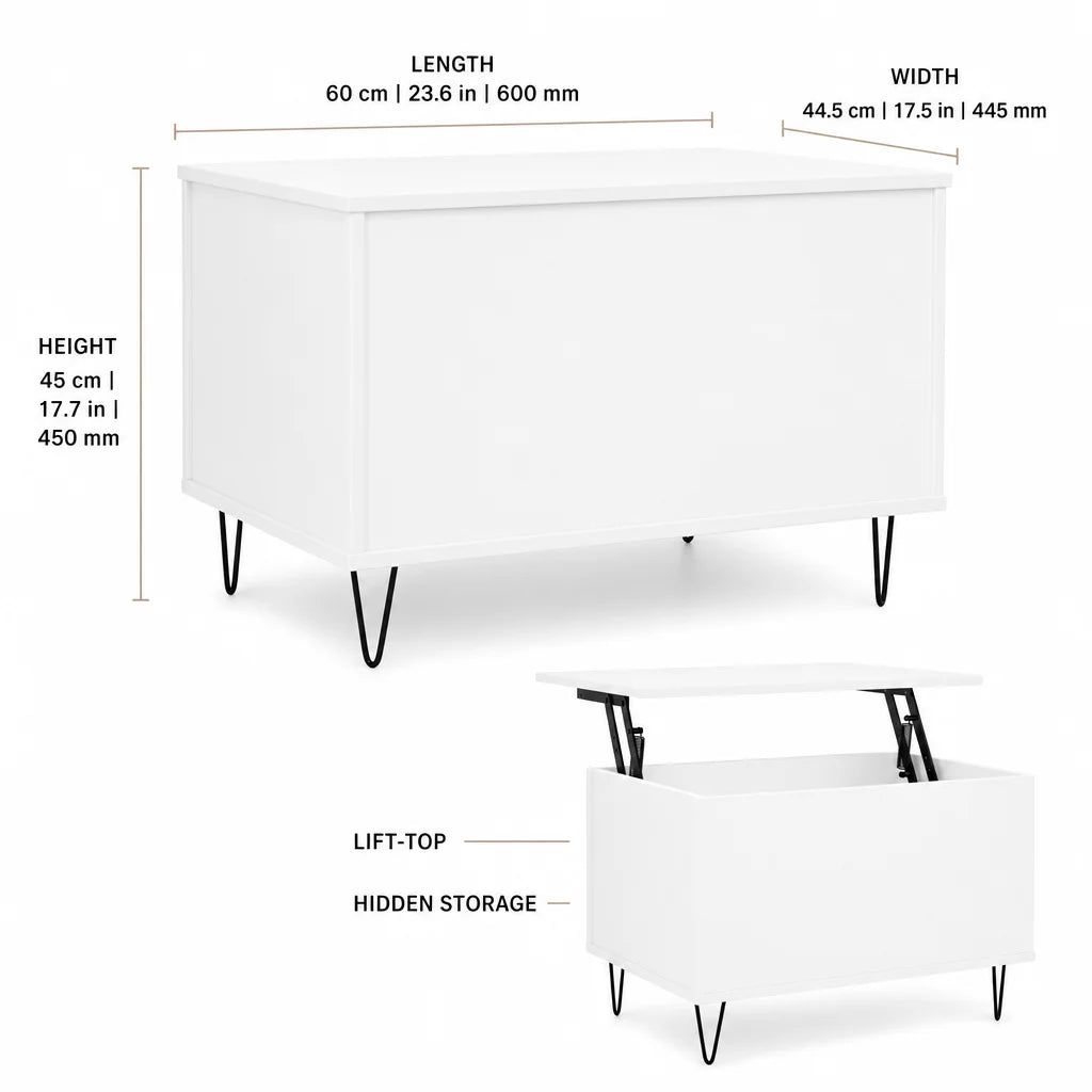 Table basse blanche et en bois d'ingénierie 60x44,5x45 cm
