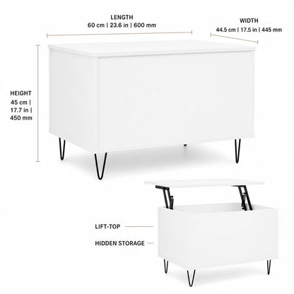 Table basse blanche et en bois d'ingénierie 60x44,5x45 cm
