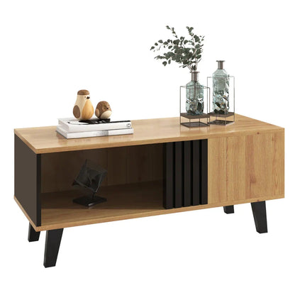Table basse en bois et noir 100 x 60 x 45 cm avec tiroirs MDF