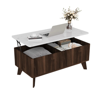 Table basse bois clair avec plateau relevable et rangement 105 x 84 x 42 cm