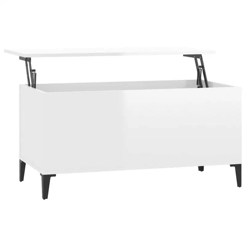 Table basse blanche et en bois 90x44.5x45 cm avec plateau relevable