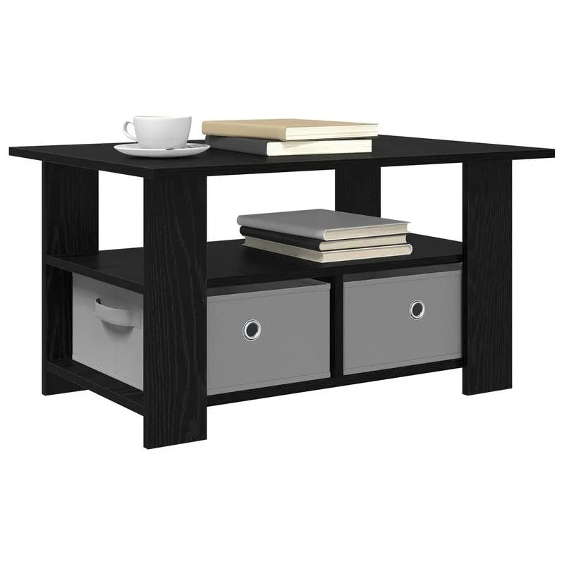 Table basse en bois et noir 77x55x42 cm