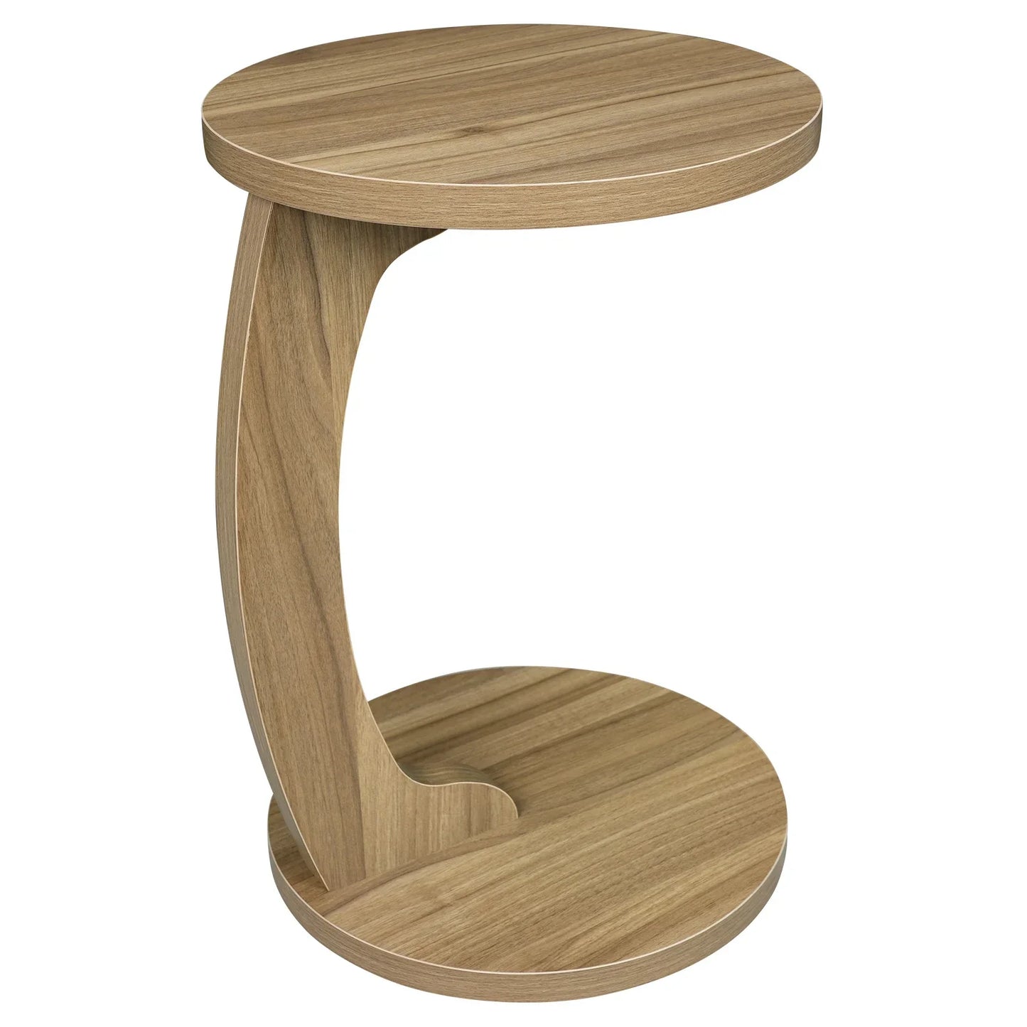 Table basse ronde en bois MDF avec piètement métal doré et tiroir