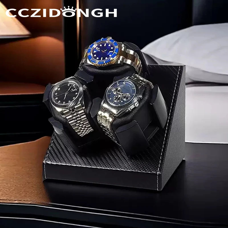 3+0 Watch Winder Leather utomatic Watch Box With Wanbao Quiet Motor Watch Cabinet Clock Storage Box