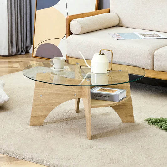 Table basse ronde en verre transparent Ø 80 cm