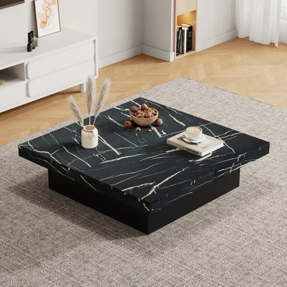Table basse en bois et noir 90x90x25 cm