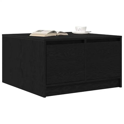 Table basse en bois et noir avec tiroirs 70,5x70x40 cm
