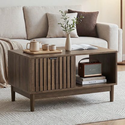 Table basse en bois massif 80 x 50 x 45 cm noyer