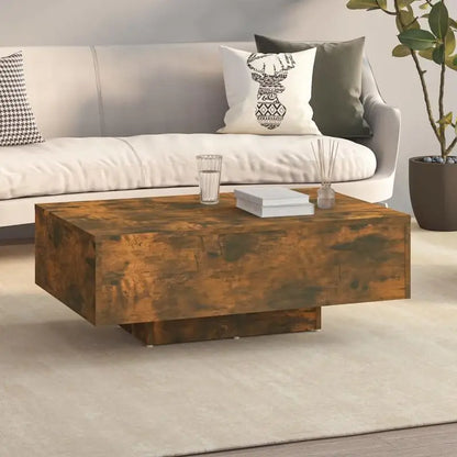 Table basse bois clair en chêne fumé 85 x 55 x 31 cm