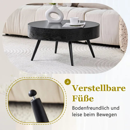 Table basse ronde en bois 70 cm noir