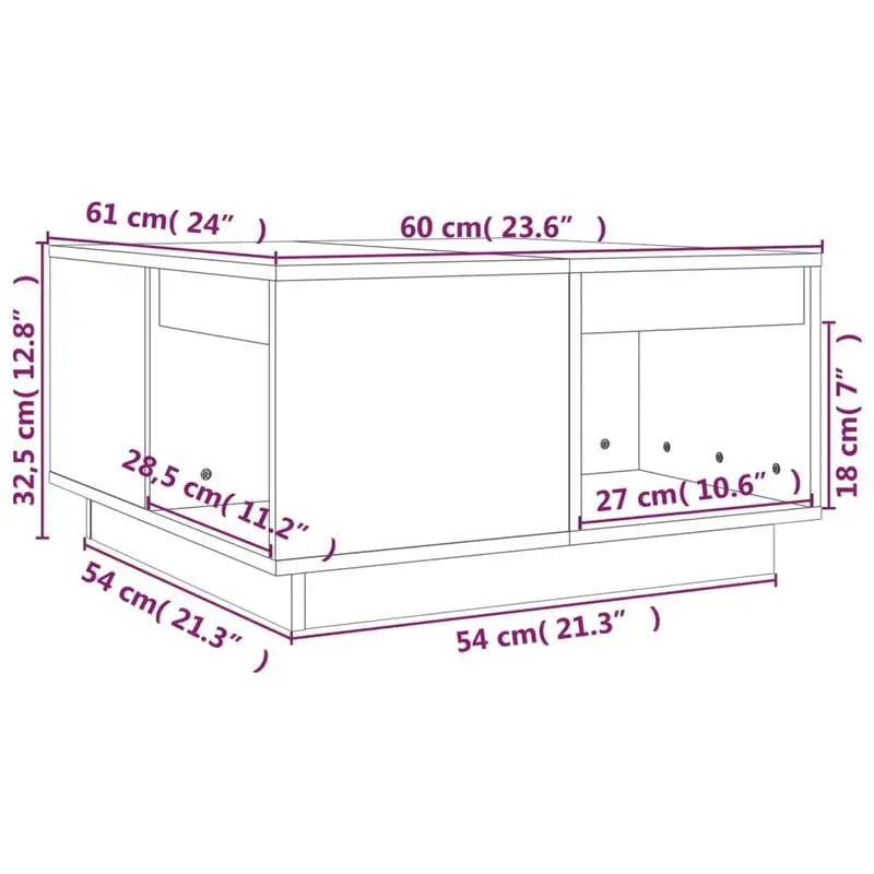 Table basse en bois massif pin 110 x 50 x 33,5 cm brune
