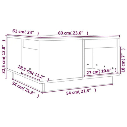 Table basse en bois massif pin 110 x 50 x 33,5 cm brune