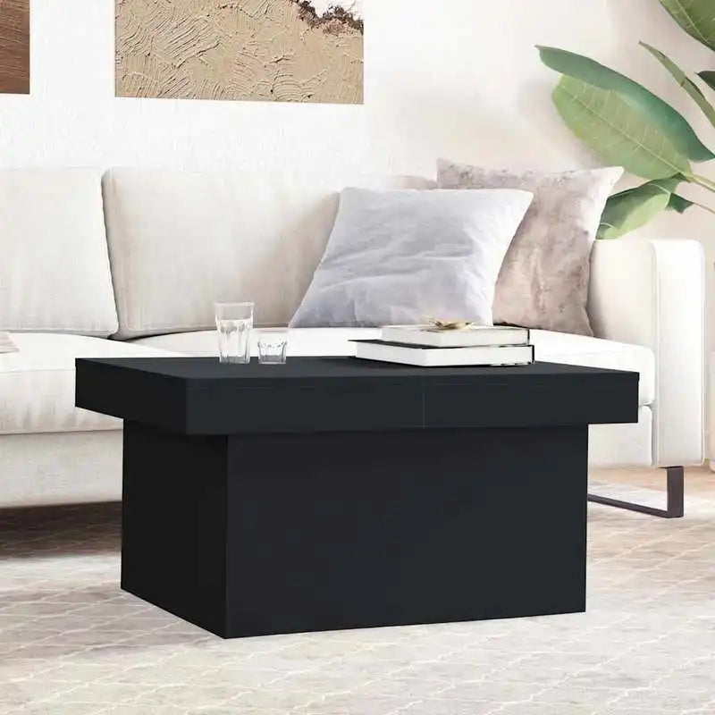 Table basse en bois et noir 80x55x40 cm