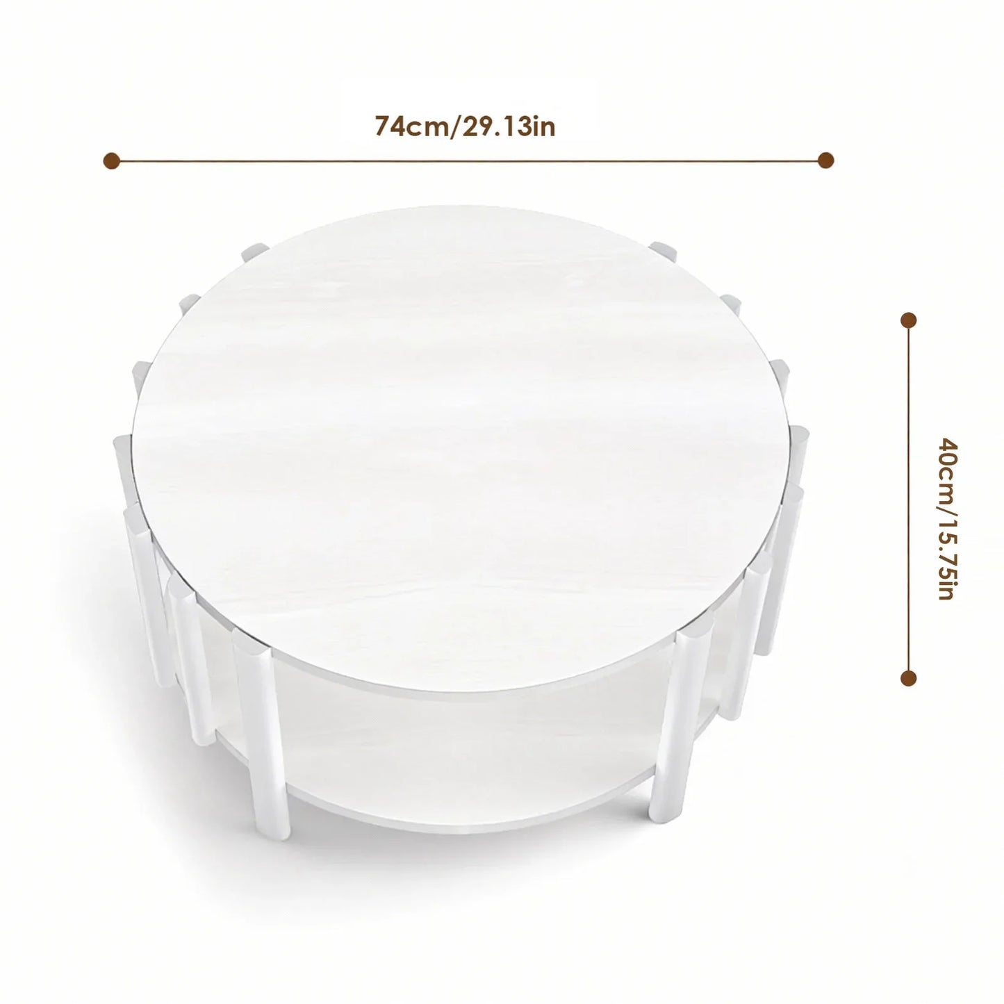 Table basse ronde en bois 2 niveaux avec rangement 74 cm