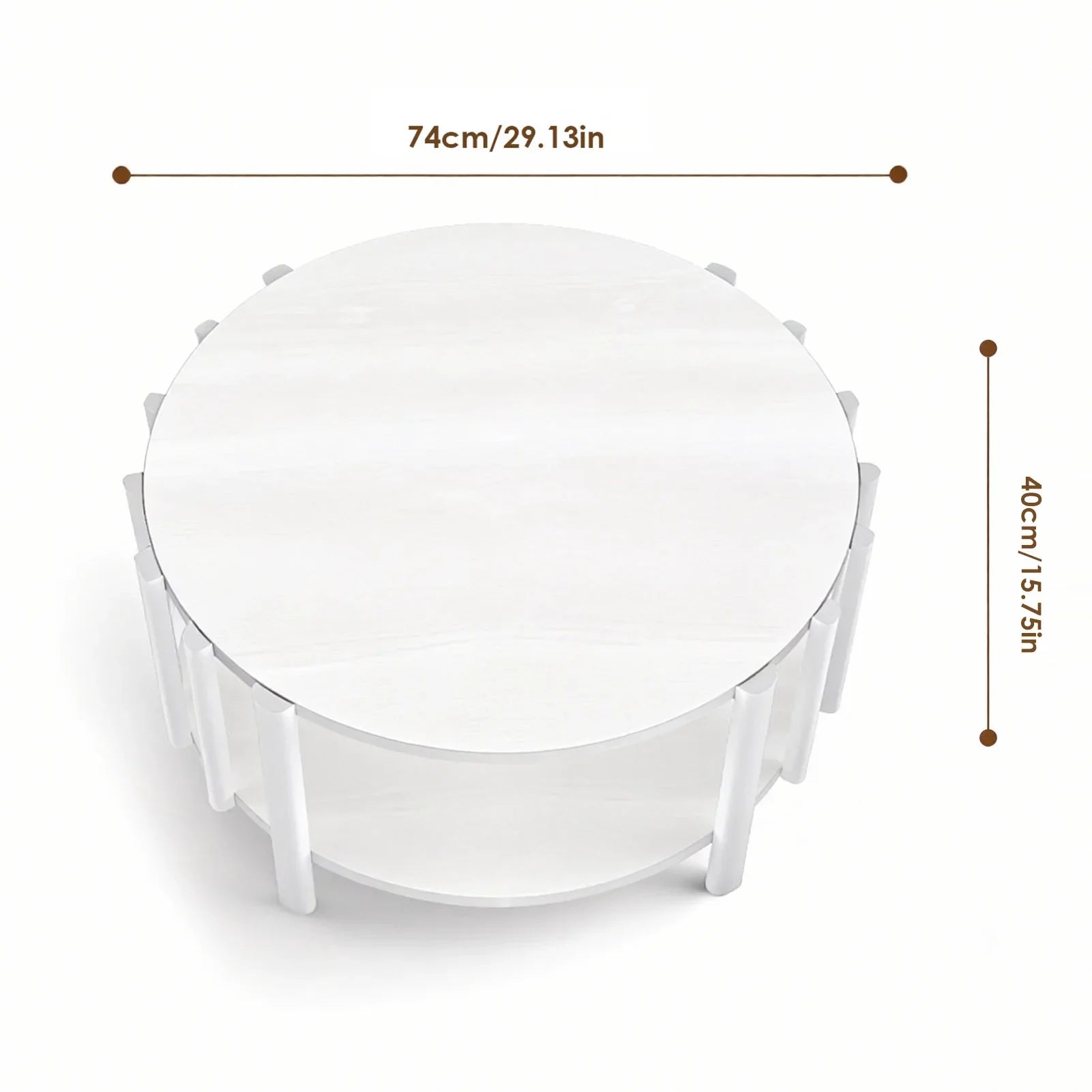 Table basse ronde en bois 2 niveaux avec rangement 74 cm
