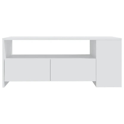 Table basse blanche et en bois d'ingénierie 102x55x42 cm