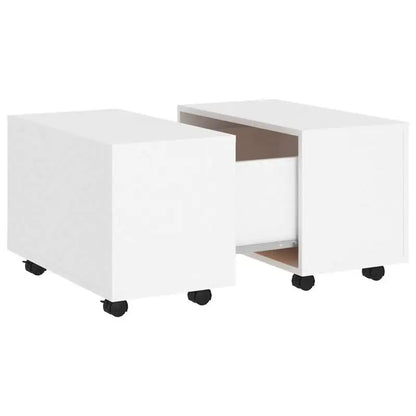 Table basse blanche et en bois rectangulaire 60x60x38 cm