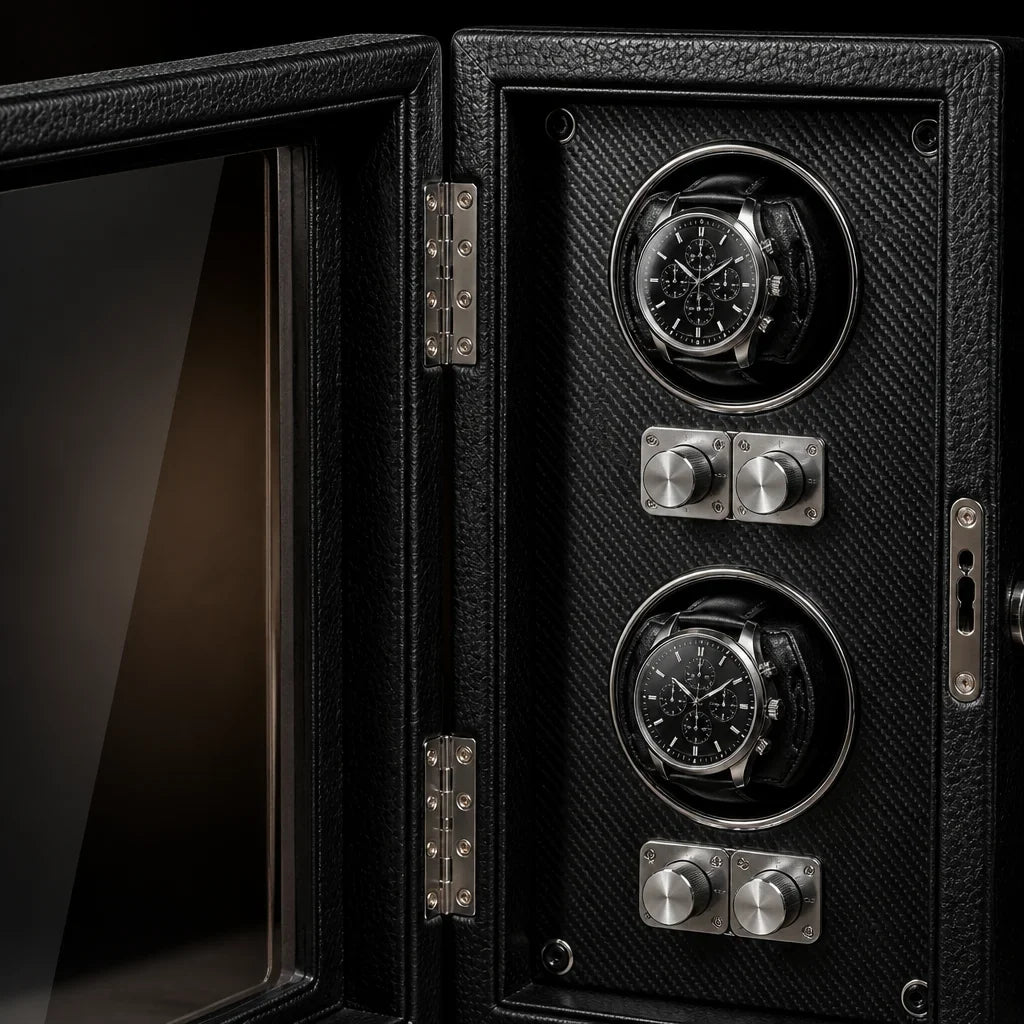 [Scale AI] detail — Remontoir automatique en cuir pour 2 montres