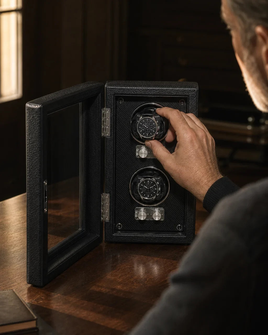 [Scale AI] lifestyle — Remontoir automatique en cuir pour 2 montres